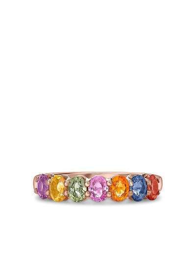 Pragnell кольцо Rainbow из розового золота с сапфирами