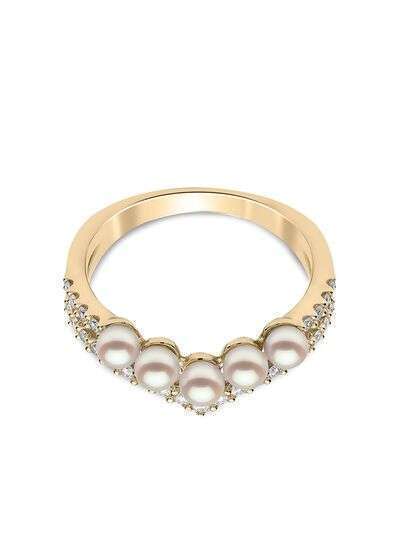 Yoko London кольцо Sleek из желтого золота с жемчугом и бриллиантом