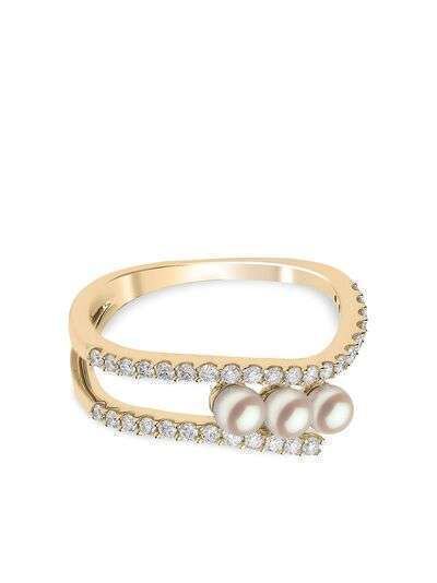 Yoko London кольцо Sleek из желтого золота с жемчугом и бриллиантом