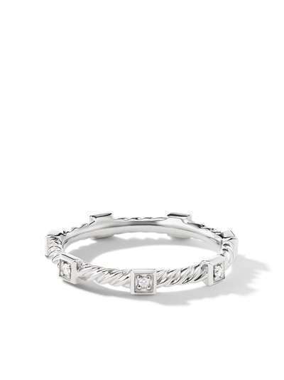 David Yurman кольцо Cable из белого золота с бриллиантами
