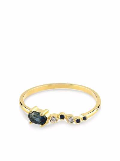 Gfg Jewellery кольцо Seraphina из желтого золота с бриллиантами и сапфиром