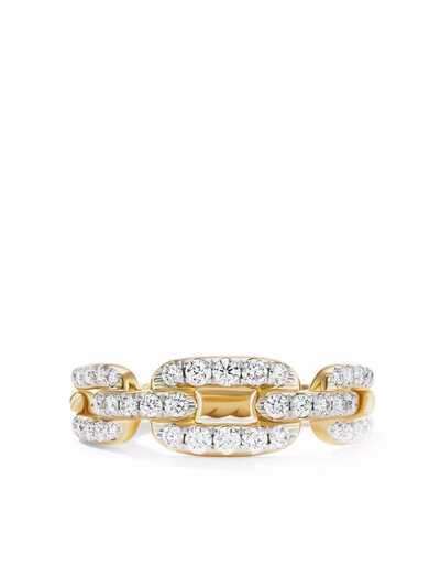David Yurman кольцо Stax Chain Link из желтого золота с бриллиантами