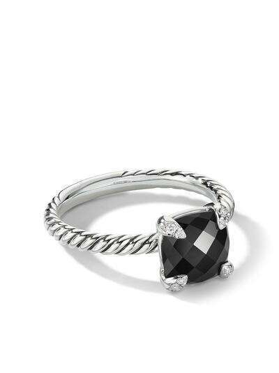 David Yurman серебряное кольцо Chatelaine с ониксом и бриллиантами