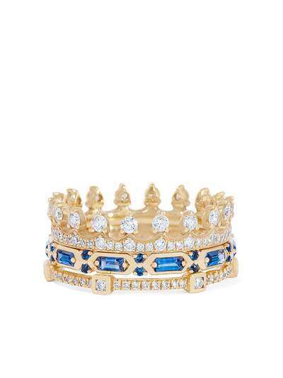 Annoushka кольцо Crown из желтого золота с бриллиантами и сапфирами