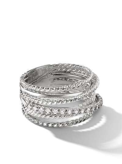 David Yurman серебряное кольцо Crossover с бриллиантом