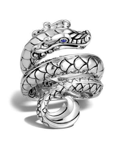 John Hardy серебряное кольцо Legends Naga с сапфирами