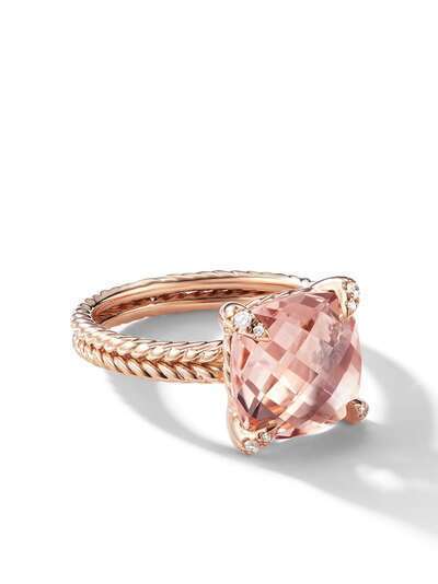 David Yurman кольцо Châtelaine из розового золота с бриллиантами и моргалитом