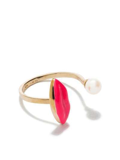 Delfina Delettrez кольцо Fluo Pink Lip Piercing из желтого золота