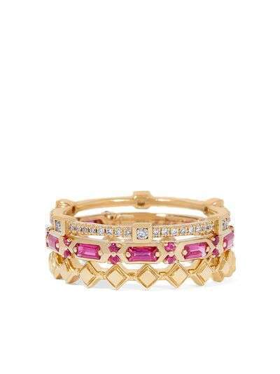 Annoushka кольцо из желтого золота с бриллиантами и сапфирами