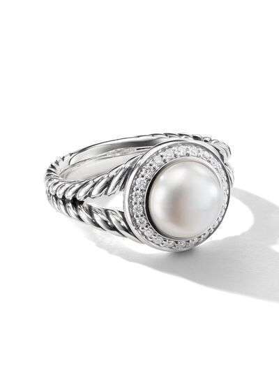 David Yurman серебряное кольцо с жемчугом и бриллиантом