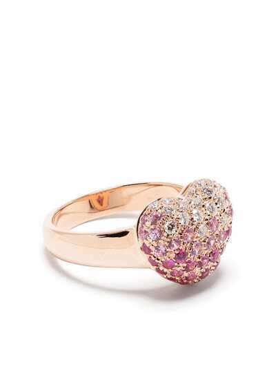 LEO PIZZO кольцо Amore из розового золота с бриллиантом и сапфиром