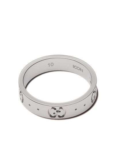 Gucci кольцо Icon из белого золота с логотипом GG