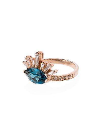 Jacquie Aiche золотое кольцо Burst с бриллиантами и топазами