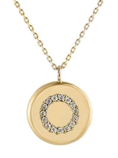 Metier by Tom Foolery 9kt yellow gold coin circle diamond necklace