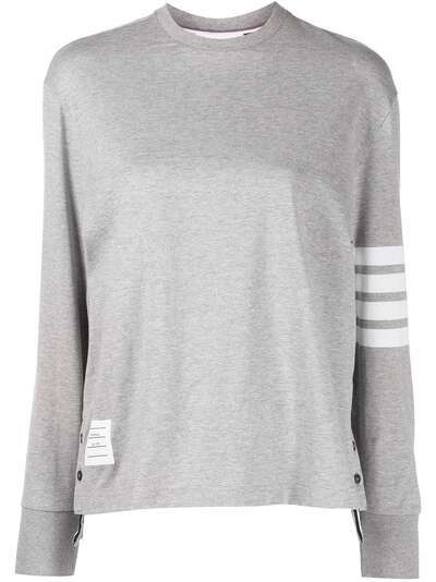 Thom Browne LONG SLEEVE OVERSIZED TEE IN MED WEIGHT JERSEY W/ ENGINEERED 4 BAR