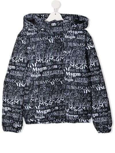 MSGM Kids куртка с капюшоном и логотипом