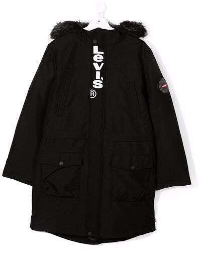 Levi's Kids пальто с капюшоном и логотипом