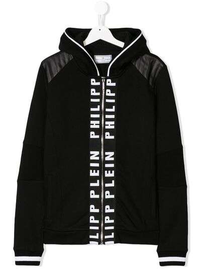 Philipp Plein Junior TEEN logo trim hoodie