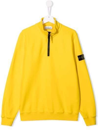 Stone Island Junior толстовка на молнии с нашивкой-логотипом