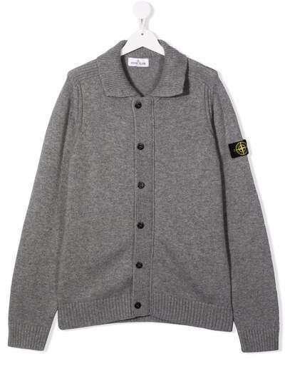 Stone Island Junior TEEN Compass patch button-up cardigan