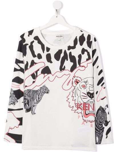 Kenzo Kids Tiger Head animal-print T-shirt