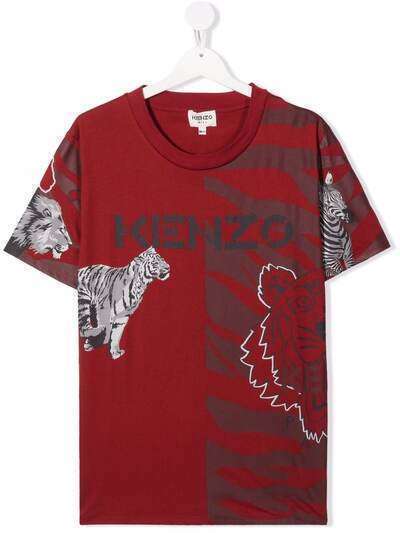Kenzo Kids Tiger animal-print logo T-shirt