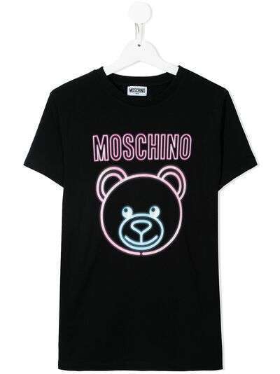 Moschino Kids футболка с принтом Neon Teddy