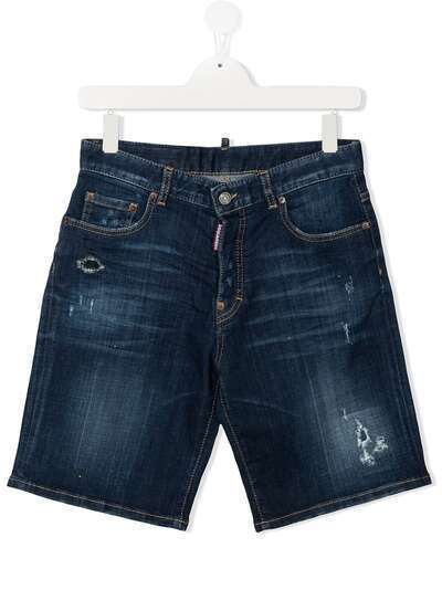 Dsquared2 Kids джинсовые шорты с эффектом потертости