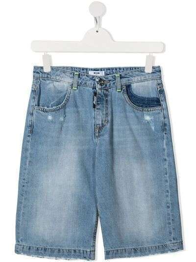 MSGM Kids джинсовые шорты с эффектом потертости