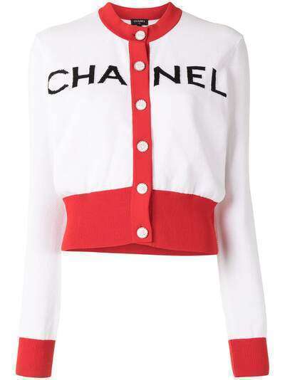 Chanel Pre-Owned кардиган с круглым вырезом и логотипом