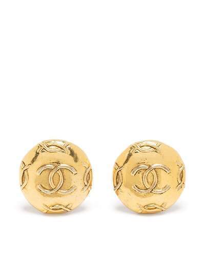 Chanel Pre-Owned серьги-клипсы с логотипом CC