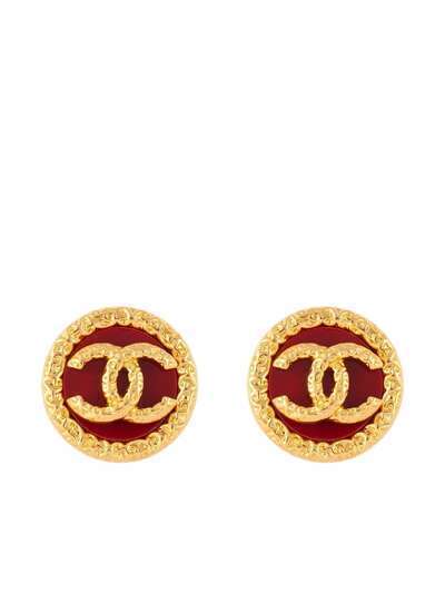 Chanel Pre-Owned фактурные серьги 2018-го года с логотипом CC