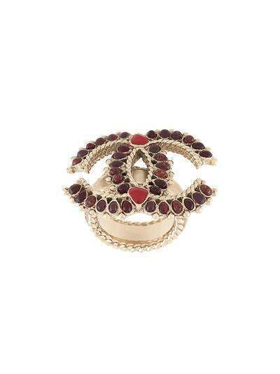 Chanel Pre-Owned декорированное кольцо с логотипом СС