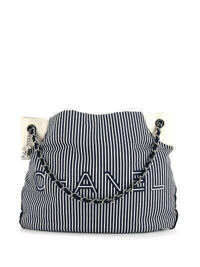 Chanel Pre-Owned полосатая сумка-тоут Cruise Line 2010-х годов с логотипом