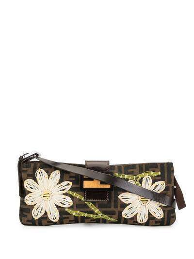 Fendi Pre-Owned сумка на плечо с узором Zucca и цветочной вышивкой
