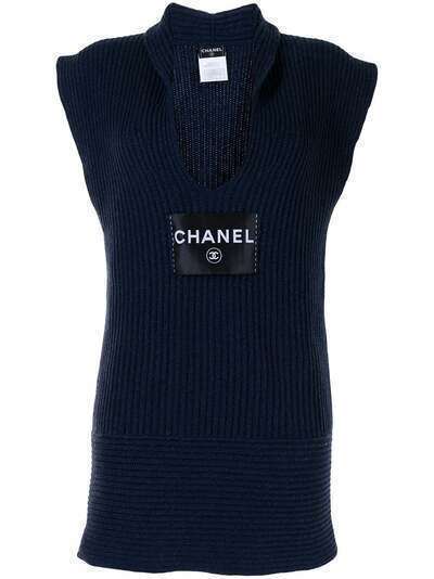 Chanel Pre-Owned кашемировый жилет 2008-го года с нашивкой-логотипом