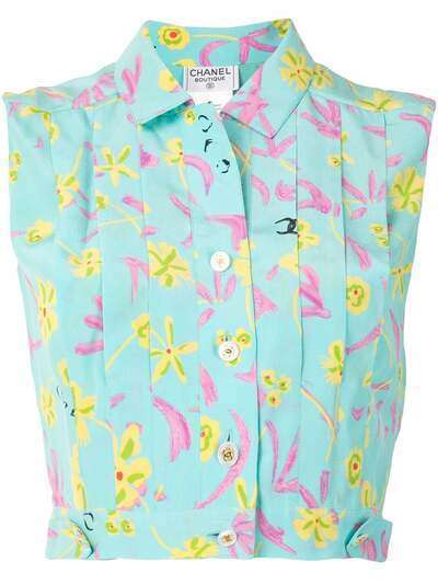 Chanel Pre-Owned плиссированная блузка 1997-го года с цветочным принтом