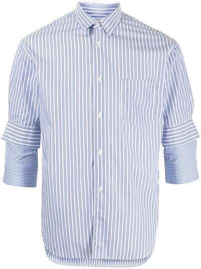 Comme Des Garçons Pre-Owned полосатая рубашка с многослойными рукавами