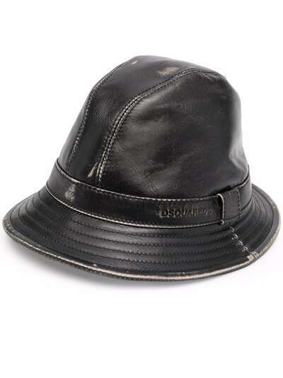 Dsquared2 кожаная шляпа с эффектом потертости