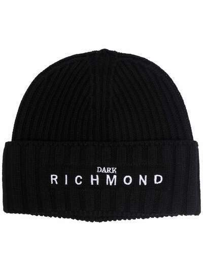 John Richmond шапка бини в рубчик с вышитым логотипом