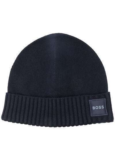 Boss Hugo Boss шапка бини с нашивкой-логотипом и отделкой в рубчик