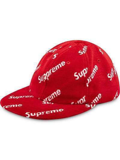 Supreme велюровая кепка с логотипом