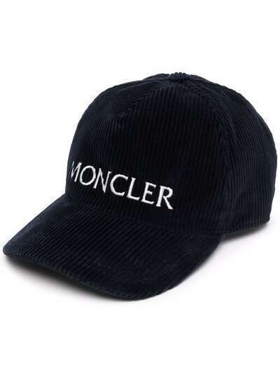 Moncler вельветовая кепка с вышитым логотипом