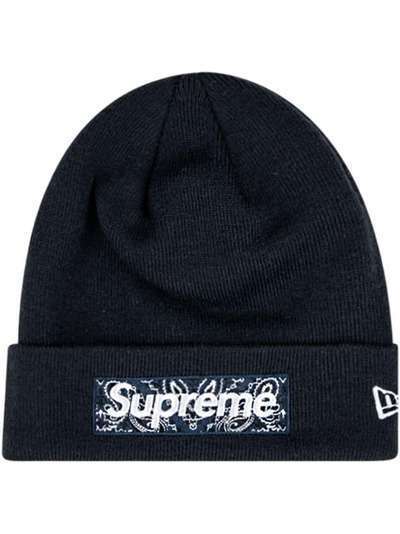 Supreme шапка бини с логотипом из коллаборации с New Era