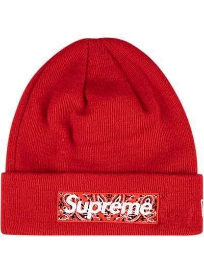 Supreme шапка бини с логотипом из коллаборации с New Era