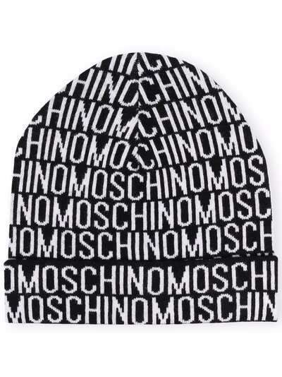 Moschino шерстяная шапка бини с логотипом