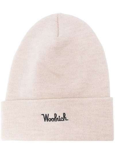 Woolrich шерстяная шапка бини с вышитым логотипом