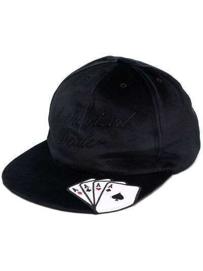 Just Don velvet card-embroidered cap