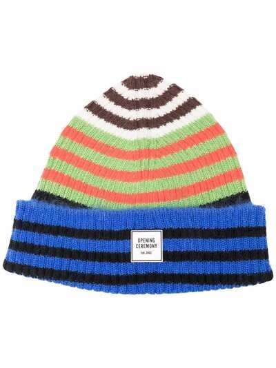 Opening Ceremony striped wool-blend beanie hat