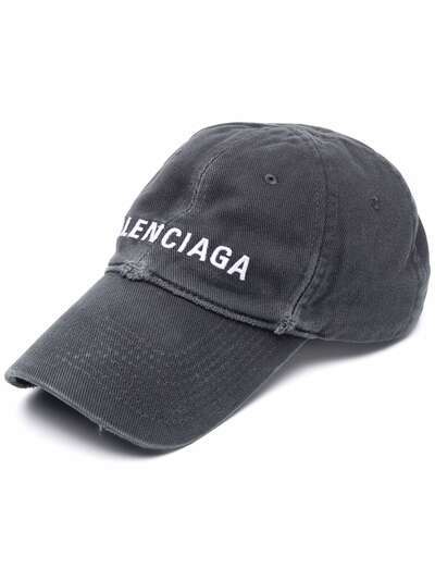 Balenciaga кепка с эффектом потертости и вышитым логотипом
